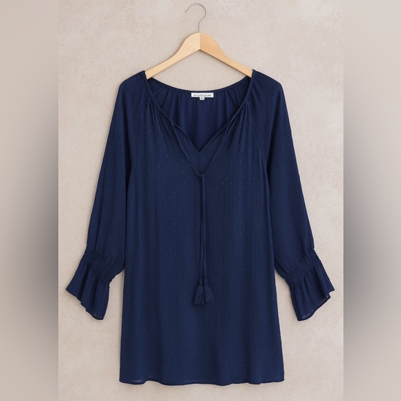 Mi Ami Large Navy Sheath Dress w/ Silver Thread Accents & Tie Neck -  Classic - Picture 1 of 3